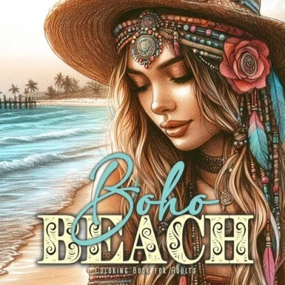 Abbildung von Boho Beach Malbuch für Erwachsene: Jugendliche Strand Erwachsene Graustufen Hippi Sommer: Girl ... Book for Adults Coloring Summer
