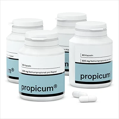 Abbildung von Propicum Kapseln 4er Packung Nahrungsergänzungsmittel mit Propionsäure 500 mg Natriumpropionat 240 Stück