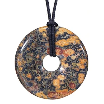 Abbildung von Morella Kette mit Anhänger Halskette 80 cm Donut Stein (1 tlg), Damenkette Edelstein, Chakra, im Samtbeutel