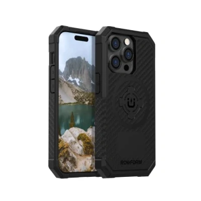 Abbildung von ROKFORM iPhone 14 Pro Hülle, Rugged Series, Dual Magnet + MagSafe kompatibel, Cover mit RokLock Drehverschluss, magnetische schützende Apple Gear, Fallgetestete Rüstung (Schwarz)