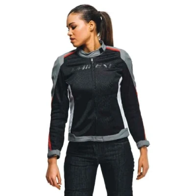 Abbildung von Dainese Hydraflux 2 Air Lady D Dry Jacket, Motorradjacke Sommer mit Abnehmbarem Wasserdichtem Futter, Damen, Schwarz/Charcoal Gray/Lava Rot, 40