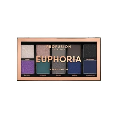 Abbildung von Profusion Cosmetics Euphoria Lidschatten Palette mit 10 Farbtönen, entfesseln Sie Ihre Kreativität Multi Finish Farbtönen für glamouröse Looks von Tag zu Nacht, erhalten atemberaubende