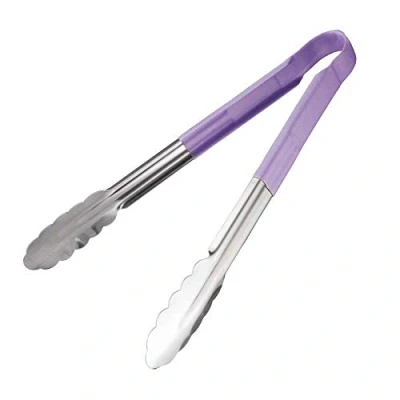 Abbildung von Vogue Farbkodierte Zange 300 mm, Lila, Edelstahl, Servierzange, Servierzange für freie Lebensmittel wie glutenfreie und allergene Lebensmittel, Griff mit Vinylbeschichtung, HC852