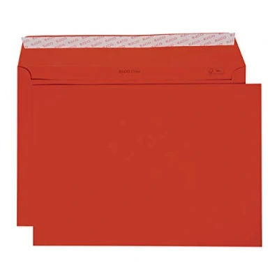 Abbildung von Elco 24095.92 Color Box mit Deckel und 200 Briefumschläge/Versandtasche, Haftklebeverschluss, C4, 120g, intensiv rot , Fenster: nein, C4 (324x229mm) für Papierformat A4