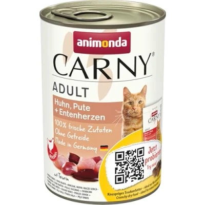 Abbildung von Carny Katzen Nassfutter Huhn + Pute Entenherzen (6 x 400g), von animonda ohne Getreide und Zucker, mit frischen fleischlichen Zutaten