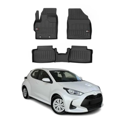 Abbildung von Fußmatten Gummimatten kompatibel mit Toyota Yaris Hybrid 2019 2023 OMAC Premium 3D Schwarz TPE Gummi