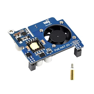 Abbildung von PoE HAT (Power Over Ethernet) für Raspberry Pi 4B / 3B+, IEEE 802.3af Konform, 5V 2.5A DC Ausgang, Onboard Lüfter, Kompatibel mit Offiziellen Gehäuse von 3B+