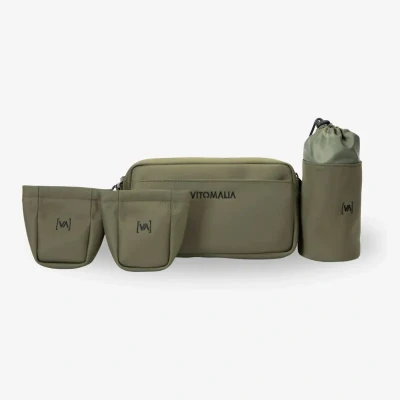 Abbildung von Vitomalia® Multifunktionale Bauchtasche für Hundebesitzer: Praktische Gassitasche mit geruchsneutrale Leckerlitasche, Kotbeutelspender &amp; Wasserflaschenhalter (Khaki)