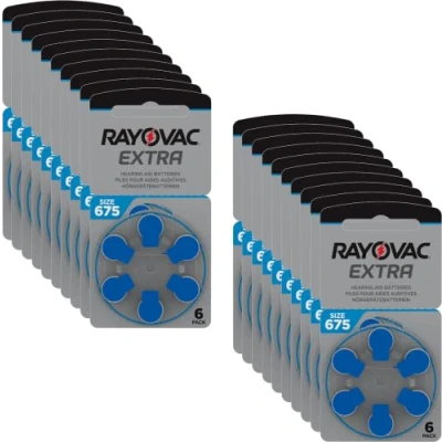 Abbildung von Batterien für Hörgeräte Rayovac 675 Extra Advanced/Batterie Gehörschutz PR44 / AE A675 DA675 P675 PR675H, 120 Stück