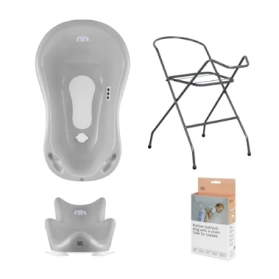 Abbildung von Hylat Baby Set: Stabile Babybadewanne mit Thermometer, Gestell, Badesitz und Abfluss stabil bequem ideale Lösung für die tolle Badeerlebnisse