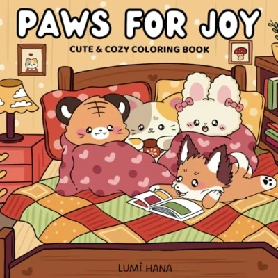 Abbildung von Paws for Joy: Cute and Cozy Coloring Book Adults Teens Featuring Adorable Animal Characters in Hygge Moments Relaxation (Paws Coloring)