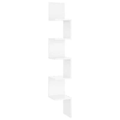 Abbildung von vidaXL Wand Eckregal Bücherregal Wandregal Hängeregal Regal Küchenregal Schweberegal Dekoregal Wohnzimmer Hochglanz Weiß 20x20x127,5cm Holzwerkstoff