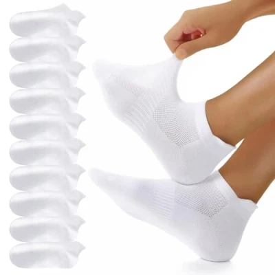 Abbildung von YouShow 10 Paar Sneaker Socken Herren Damen Kurz Sportsocken Atmungsaktive Baumwolle Laufsocken Weiß 39 42