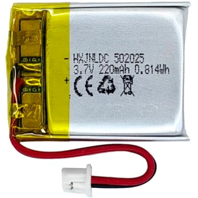 Abbildung von DC 3.7V 220mAh 502025 wiederaufladbare Lithium Polymer Batterie passend für DIY 3.7 5V elektronische Produkte mit eingebautem 2 Draht Batterieaustausch und LED Leuchten