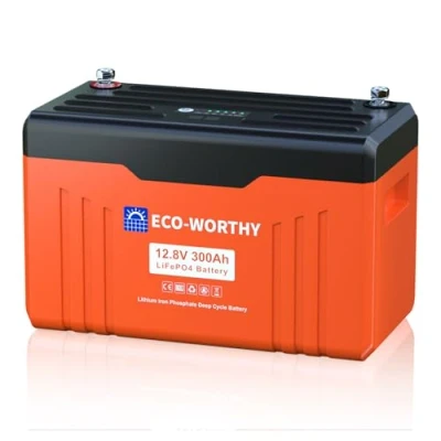Abbildung von ECO WORTHY LiFePO4 Bluetooth 12V 300Ah mit Display, Lithium Batterie 200A BMS Low Temperature Schutz und Max. 15000 Zyklens,3840Wh für Wohnmobil,Solarpanel