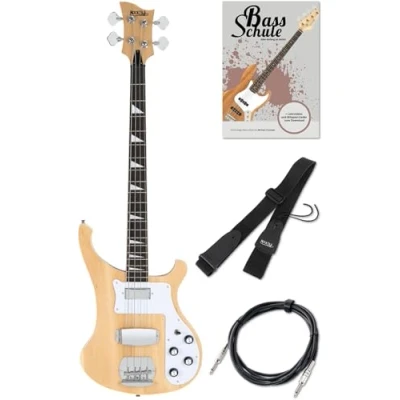 Abbildung von Rocktile Pro RB 400N Lumberjack E Bass Set Longscale Sondermodell mit 2 Pickups separater Volume und Tonregelung inkl. Gitarrengurt, Kabel &amp; Schule Natur