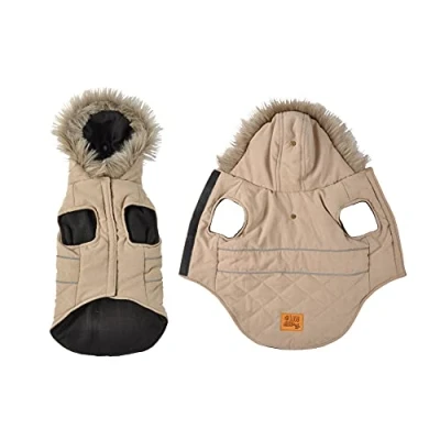 Abbildung von dynamic24 Hundejacke, Winterjacke Hundemantel beige mit Kapuze