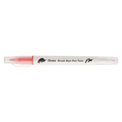 Abbildung von Pentel SESW30C T135E Brush Sign Pen Twin, Fasermaler mit zwei flexiblen Schreibspitzen, Tinte auf Wasserbasis, koralle, 1 Stück
