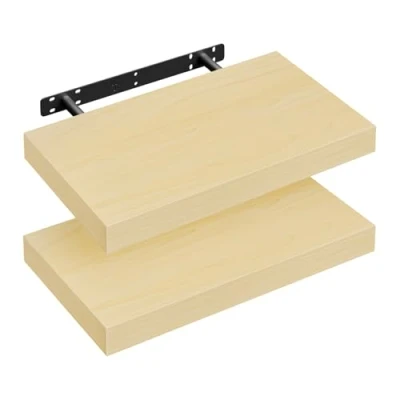 Abbildung von WOLTU Wandregal 2er Wandboard Bücherregal Regale für Deko Wandablagen aus MDF Holz,Hängeregal Gelb Eiche, 40x22.9x3.8 cm RG9372kei 2