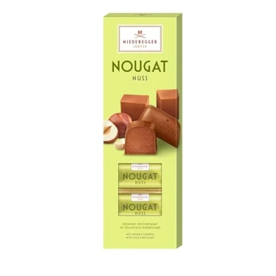 Abbildung von Niederegger Marzipan Nougat Riegel Nuss in Vollmilchschokolade 100g