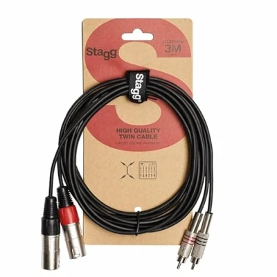 Abbildung von Stagg STC3CMXM Kabel der S Serie, Doppel RCA Stecker auf XLR Stecker, 3 m