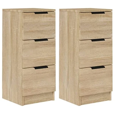Abbildung von vidaXL 2X Sideboard Schubladen Schubladenschrank Kommode Anrichte Schrank Beistellschrank Mehrzweckschrank Sonoma Eiche 30x30x70cm Holzwerkstoff