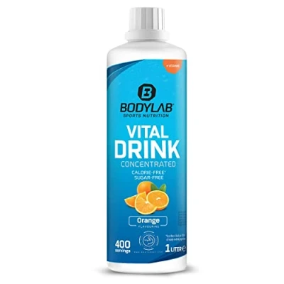 Abbildung von Bodylab24 Vital Drink Concentrated Orange 1000ml, Getränkekonzentrat zuckerfrei, Zero Sirup, mit Vitaminen und L Carnitin, Sportgetränk wenig Kalorien
