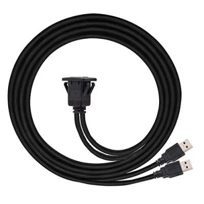 Abbildung von Cablecc USB 3.0 Verlängerungskabel für Armaturenbrett, 1 m, wasserdicht, AUX Kabel, Dual