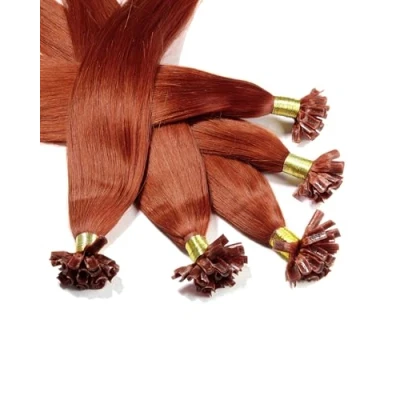 Abbildung von hair2heart Extensions Echthaar Bondings Glatt 50 Strähnen 0.5g 60cm Kupferrot
