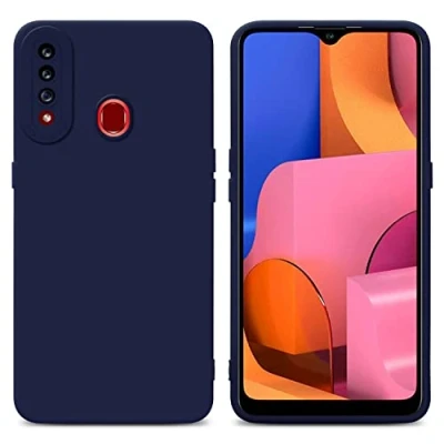 Abbildung von Cadorabo Hülle kompatibel mit Samsung Galaxy A20s Schutzhülle TPU Silikon Case Liquid Design Kameraschutz Slim Kratzfest Weiche Gummi Rundumschutz für in Blau