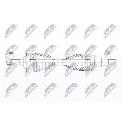 Abbildung von NTY NPW SU 019 Antriebswelle Vorderachse links 595, 70 SUZUKI: SX4 I Schrägheck, FIAT: Sedici