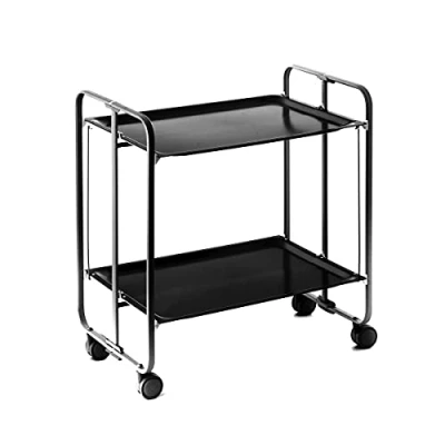 Abbildung von DON HIERRO Servierwagen, klappbar, 2 Böden, Schwarzem Rahmen. Bauhaus Schwarz