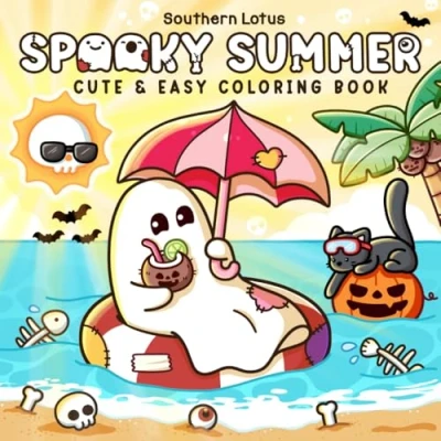 Abbildung von Spooky Summer: Coloring Book for Adults and Teens with Cute Creepy Characters Enjoying Summer Days, Simple Easy Designs Relaxation (Spooky Coloring, Band 8)