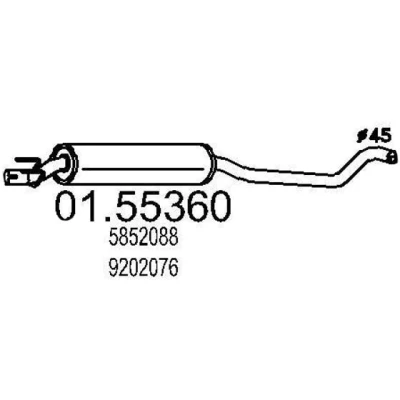 Abbildung von MTS 01.55360 Mittelschalldämpfer 1540 OPEL: Corsa B Schrägheck