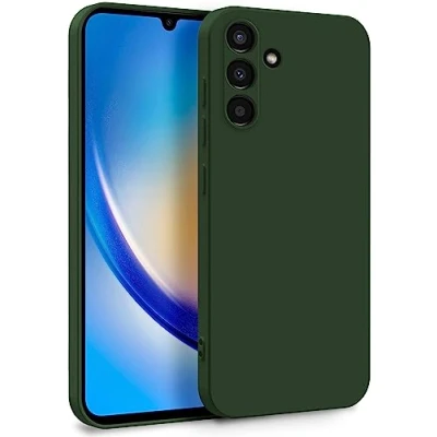 Abbildung von MyGadget Hülle für Samsung Galaxy A34 5G Zweilagige Handyhülle mit Kameraschutz Cover Innenfutter &amp; Silikon außen Olive Grün