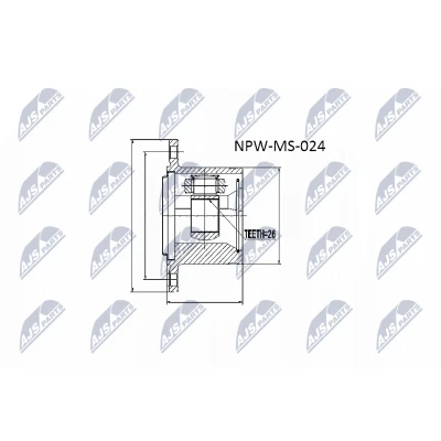 Abbildung von NTY NPW MS 024 Gelenksatz Schaltgetriebe getriebeseitig MITSUBISHI: PAJERO 2