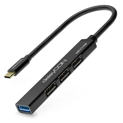 Abbildung von deleyCON USB HUB 4 Port 4x A 1xUSB3.0 &amp; 3xUSB2.0 mit C Adapter