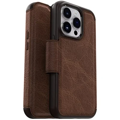Abbildung von OtterBox iPhone 14 Pro (ONLY) Strada Series Case Espresso (Braun) Kartenhalter Echtleder taschenfreundlich Folio