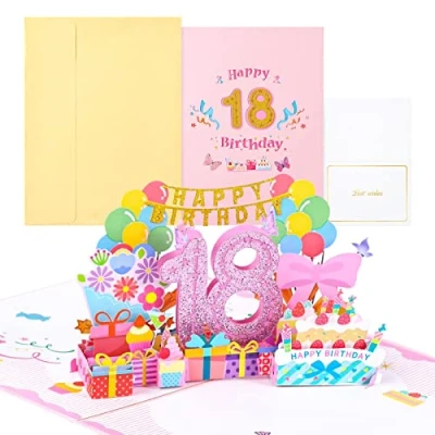 Abbildung von Joyoldelf 18 Jahre alte Geburtstagskarte, Pop Up Grußkarten, 3D Karte Geburtstag Grußkarte, Geburtstagskarten mit Umschlag für Frauen Mütter Mädchen Männer Freunde Romantik Geschenk