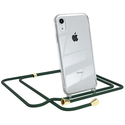 Abbildung von EAZY CASE Handykette kompatibel mit iPhone XR Handyhülle Umhängeband, Handykordel Schutzhülle, Silikonhülle, Hülle Band, Stylische Kette für Smartphone, Grün