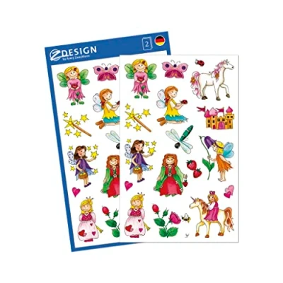 Abbildung von AVERY Zweckform 53208 Kinder Papier Sticker Fee, Prinzessin, Einhorn 34 Aufkleber (für Mädchen, Kindergeburtstag, Mitgebsel, Gastgeschenk, Schatzsuche, zum Spielen, Sammeln, Basteln, Verschenken)