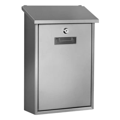 Abbildung von Perel Briefkasten Berlin, Wandmontage, mit Namensschild, inkl. 2 Schlüssel, Abmessungen (H x B T) 36.5 27 10 cm, Silber