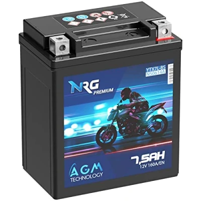 Abbildung von NRG Premium YTX7L BS AGM Motorradbatterie 7,5Ah 12V 160A/EN Batterie 50614 CTX7L auslaufsicher wartungsfrei ersetzt 6Ah