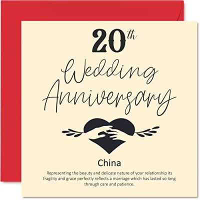 Abbildung von Stuff4 Glückwunschkarte zum 20. Hochzeitstag für Ehemann, Ehefrau, Freund, Freundin Karte chinesischen Frauen, Männer, sie ihn, 145 mm x