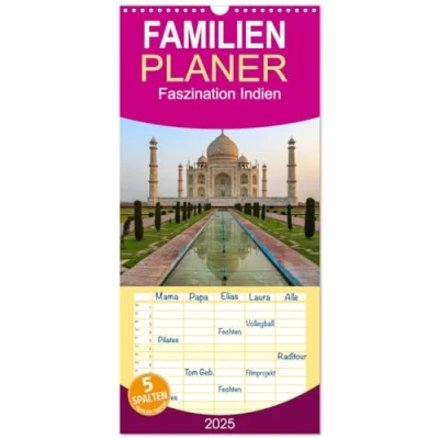 Abbildung von Familienplaner 2025 Faszination Indien mit 5 Spalten (Wandkalender, 21 cm x 45 cm), CALVENDO