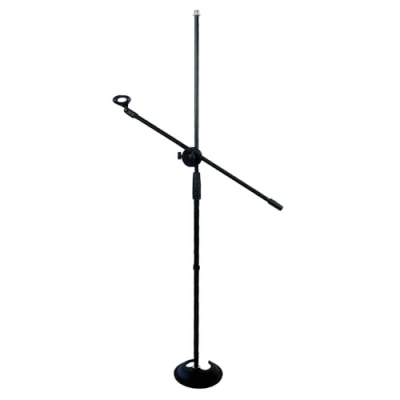 Abbildung von keepdrum MS096 Mikrofonständer gerade mit Guss Rundsockel + MSA067 Galgen Mikrofonarm zum Anbringen von Mikrofon/Tablet/Handy Halterung