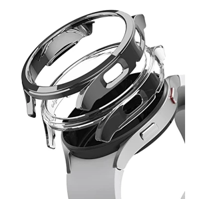 Abbildung von Ringke Slim Kompatibel mit Galaxy Watch 4 44mm Hülle Clear &amp; Dark Chrome [2 Pack]