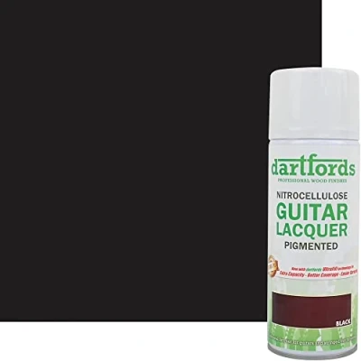 Abbildung von dartfords Nitrozellulose Gitarrenlack, getönt, Schwarz (Strong), Sprühdose, 400 ml