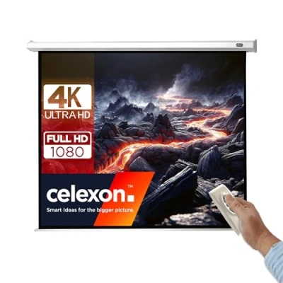 Abbildung von celexon Economy Motor Leinwand 80&quot; 160x120 cm 4:3 elektrische 4K,Full HD Beamer für Büro Präsentationen &amp; Ihr Heimkino zur Wand und Deckenmontage inkl. Fernbedienung