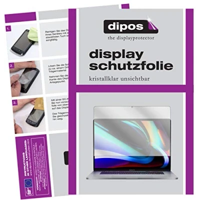 Abbildung von dipos I 2X Schutzfolie klar kompatibel mit Apple MacBook Pro 16 Zoll (2020) Folie Displayschutzfolie